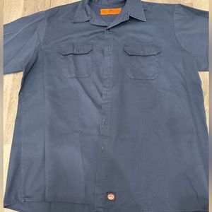 Vintage Red Kap Men’s Navy Work Short Sleeve Button Up Shirt Size XXL